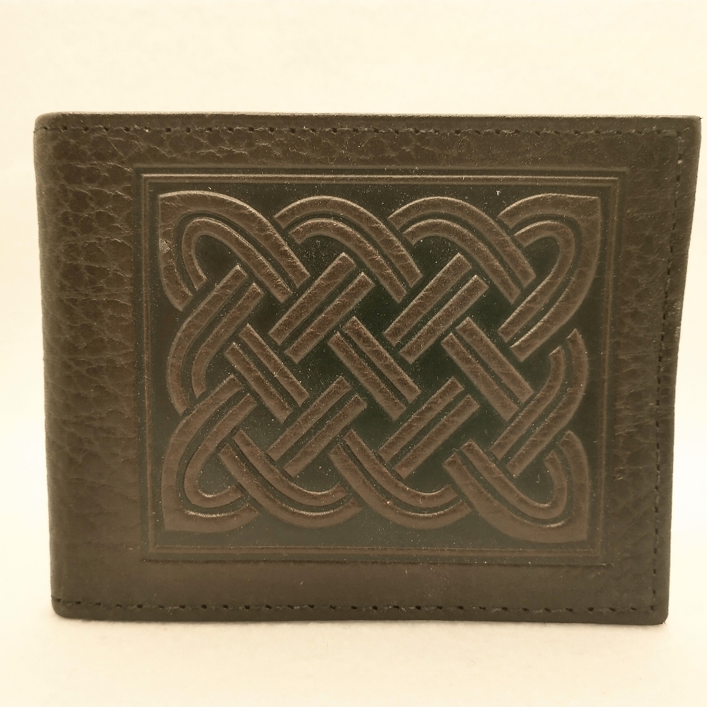 NEW Artisanal Leather Wallet - Hand Embossed Celtic Knot Brown Leather Wallet